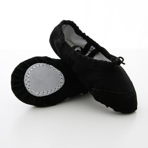 Girls Dance Shoes Soft Canvas and Leather Head Dance Slipper Ballet Shoes Ballerina Shoes